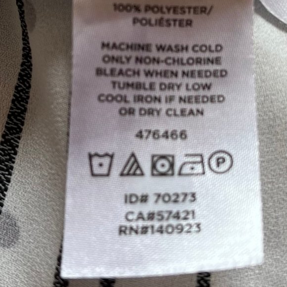 Loft: Camp shirt white with black stripes and black velvet flocked dots. Size . - Picture 7 of 7